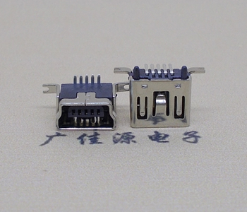 惠东MINI 短体立贴接口, 迷你5pin180度,高度6.5MM带柱子